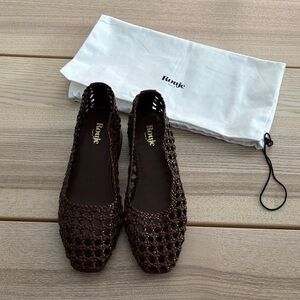Rouje Brown Woven Flats